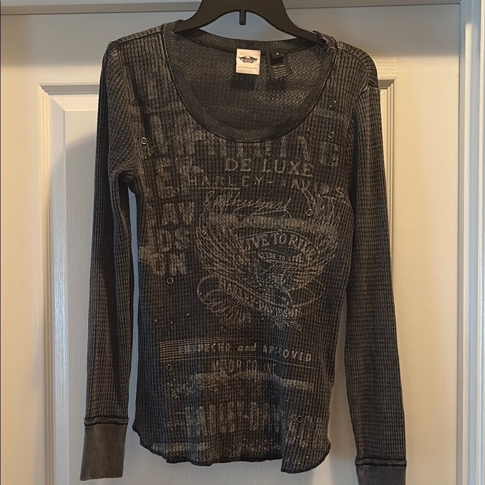 Harley-Davidson Women's Gray Long Sleeve Top